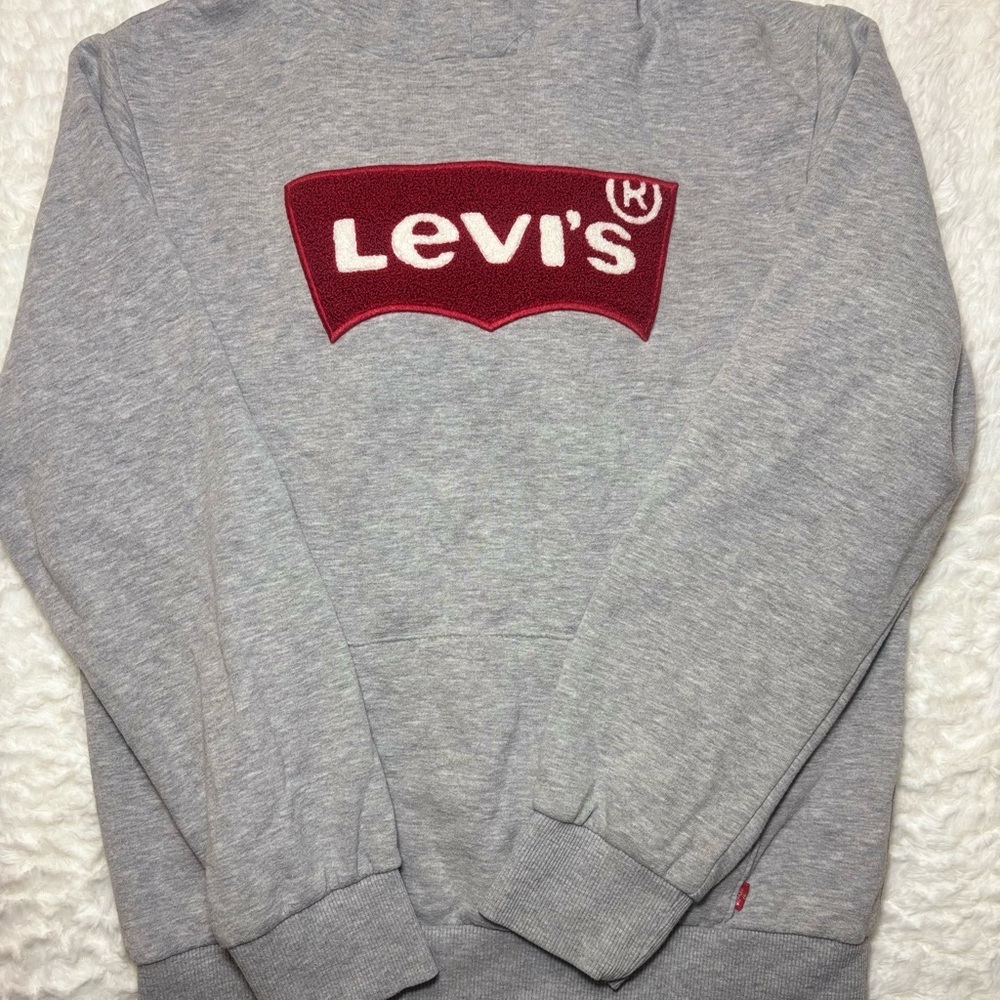 Levi's Gray Crewneck Sweater with Red Logo Boys